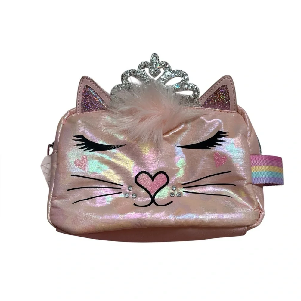 Pink Cat Face Kids Accessory Bag